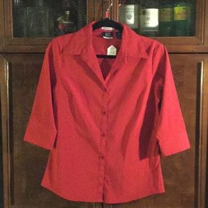 DCC MISSY STRETCH 3/4 SLEEVE BLOUSE W/BUTTON FRONT